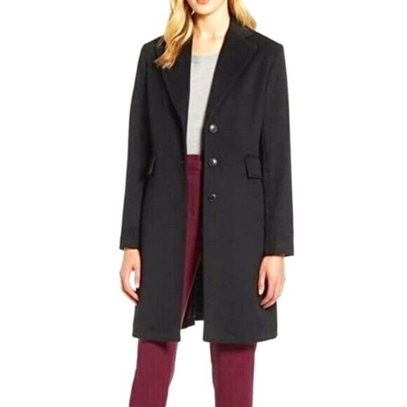 Halogen Women's Single Breasted Wool Notch Collar Topper Trench Coat Size 10 NWT - Picture 1 of 7